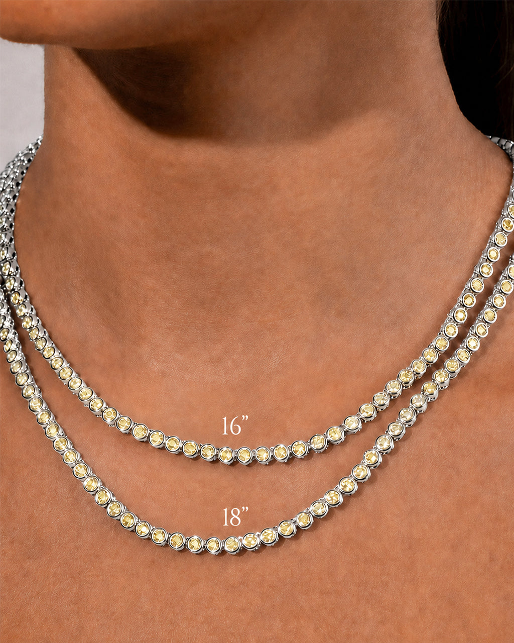 Helene Bezel Canary CZ Tennis Necklace – Sterling Forever