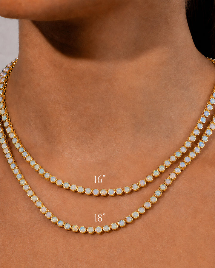 Helene Bezel Opal Tennis Necklace