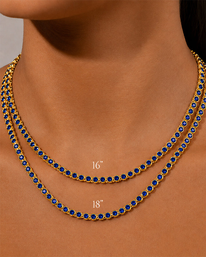 Helene Bezel Sapphire CZ Tennis Necklace