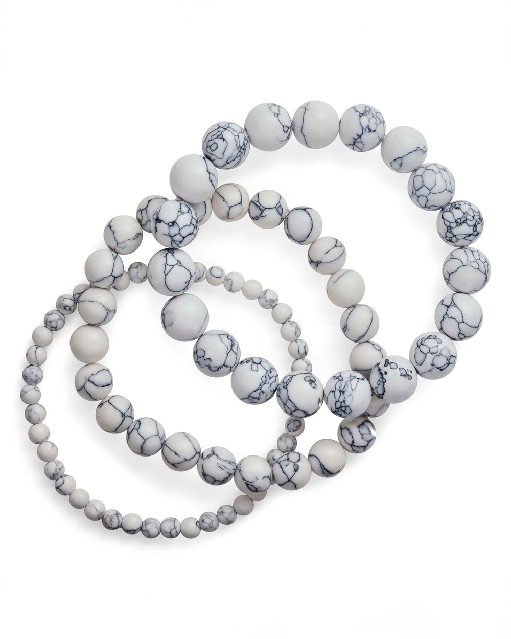 White Howlite Stretch Bracelet Set of 3