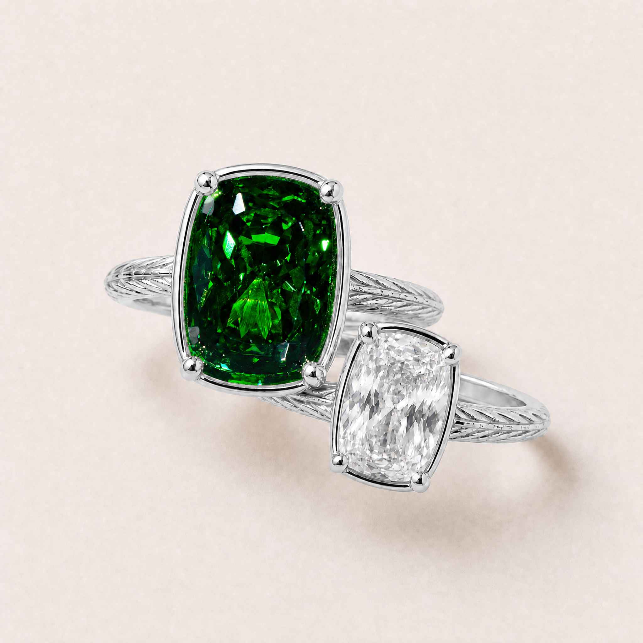 New York Green & White Game Day Ring Stack