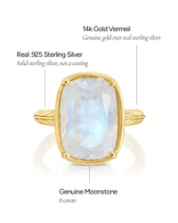 Sterling Silver Elongated Cushion Moonstone Cocktail Ring - Sterling Forever