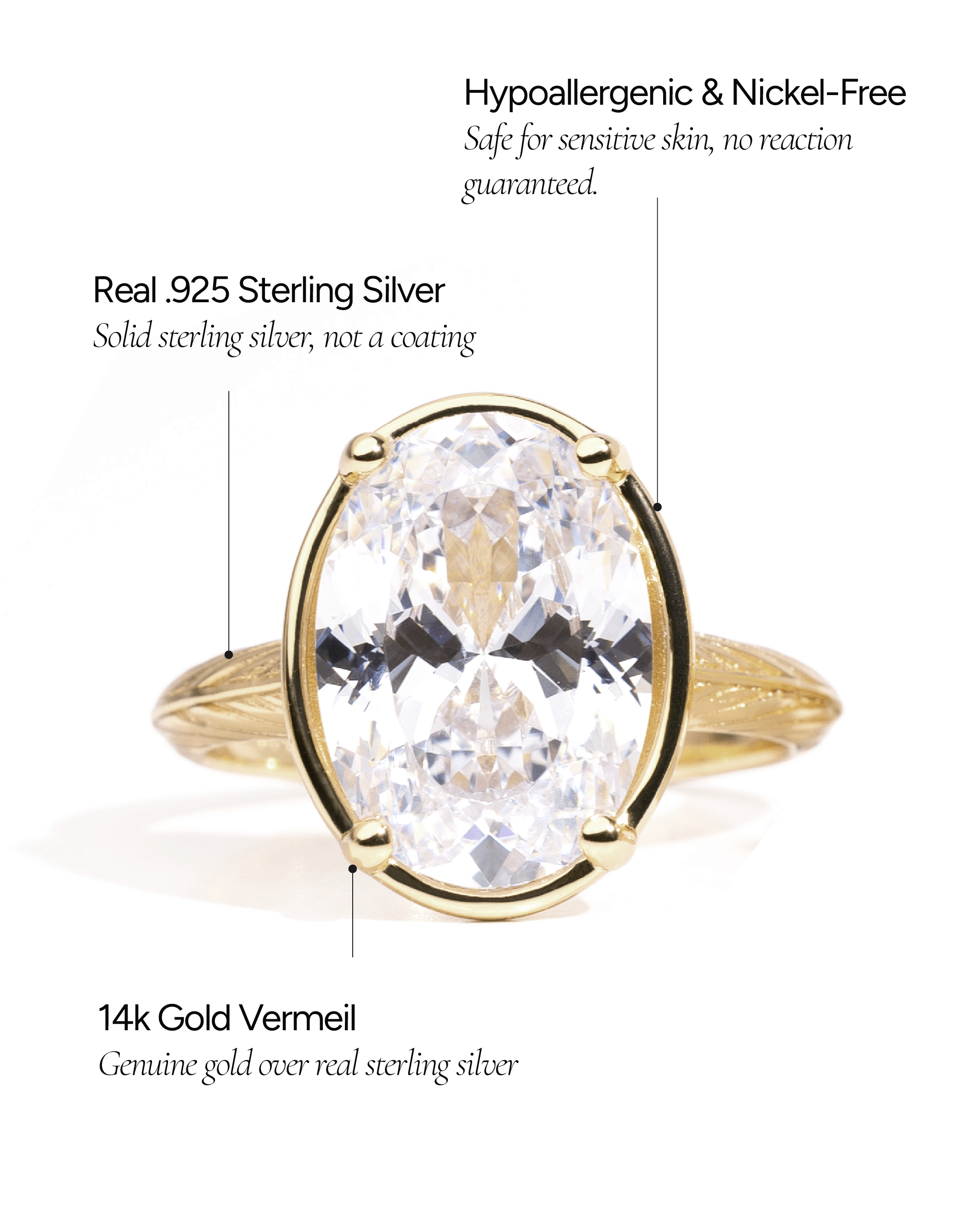 Sterling Silver Oval Cut CZ Cocktail Ring - Sterling Forever