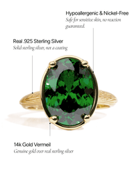 Sterling Silver Oval Cut Emerald CZ Cocktail Ring - Sterling Forever