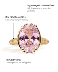 Sterling Silver Oval Cut Pink Sapphire CZ Cocktail Ring - Sterling Forever