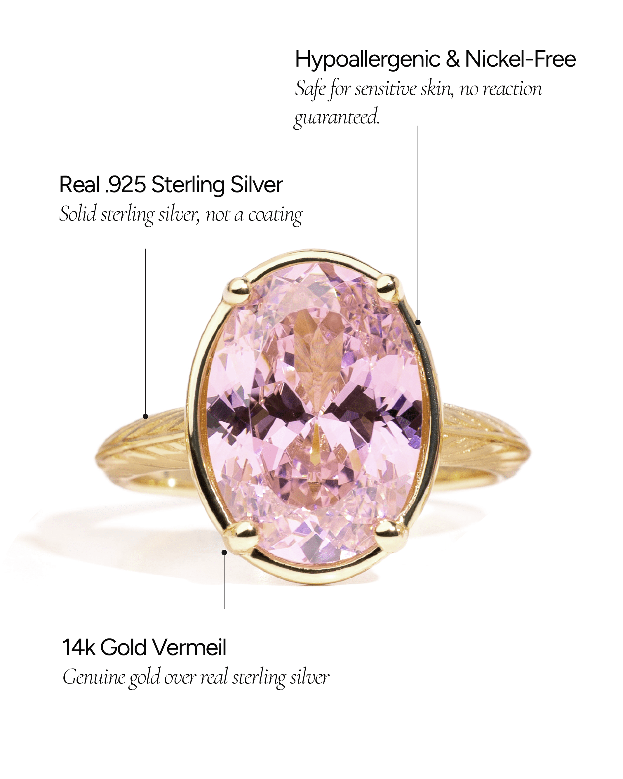 Sterling Silver Oval Cut Pink Sapphire CZ Cocktail Ring - Sterling Forever
