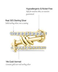 Sterling Silver Birgitta CZ Link Stacking Ring