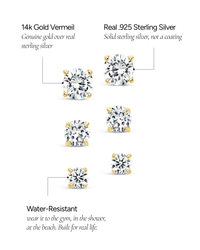 Sterling Silver CZ Stud Earring Set