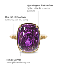 Sterling Silver Elongated Cushion Amethyst CZ Cocktail Ring