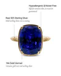 Sterling Silver Elongated Cushion Sapphire CZ Cocktail Ring