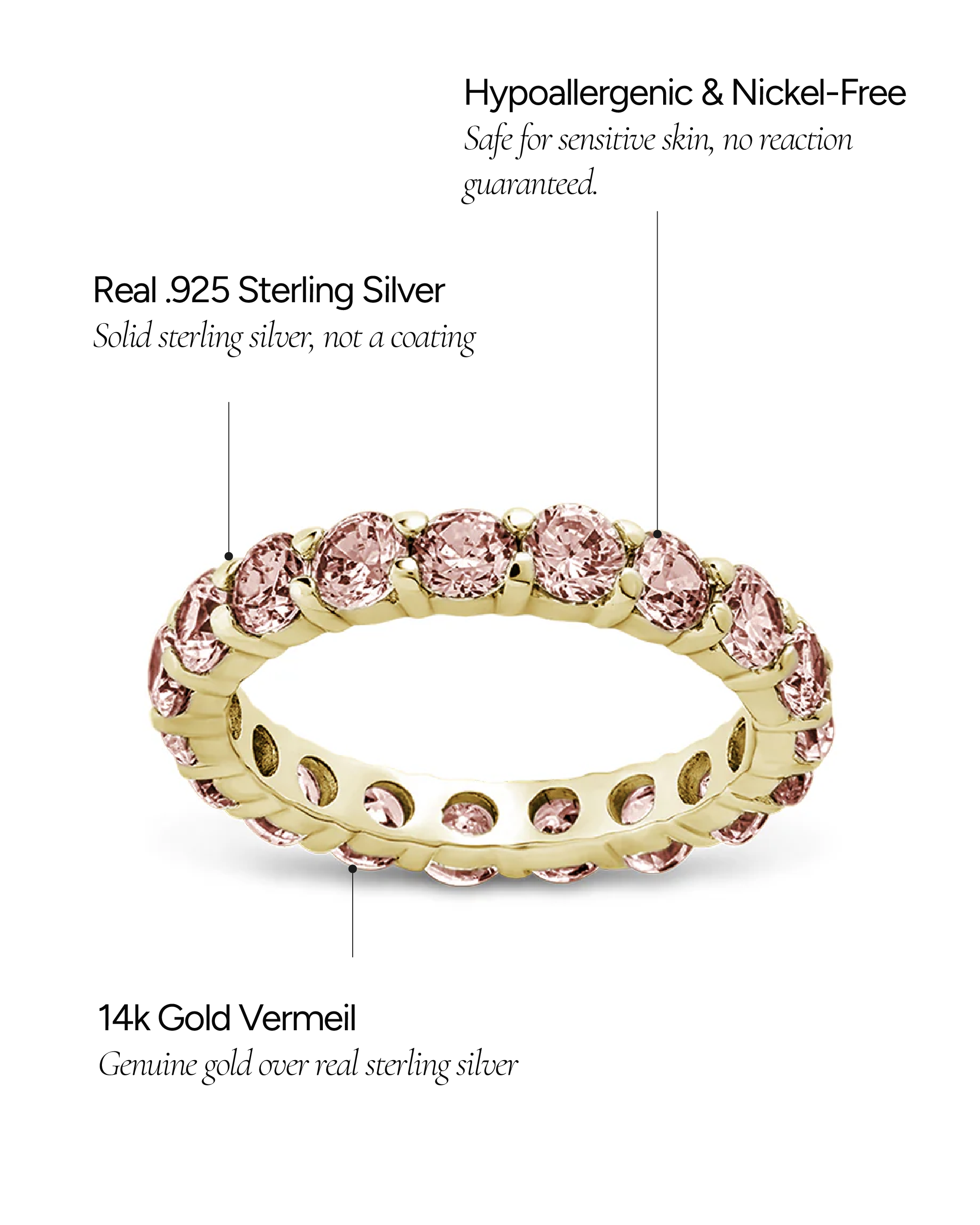 Sterling Silver Gracie Pink Sapphire CZ Eternity Ring