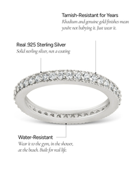 Sterling Silver 2mm Thin CZ Band Ring