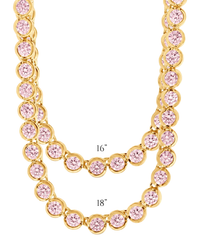 Helene Bezel Light Pink CZ Tennis Necklace