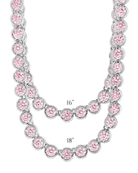 Helene Bezel Light Pink CZ Tennis Necklace