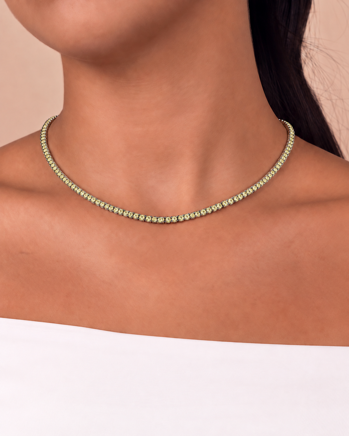 Cecil Light Yellow CZ Tennis Necklace