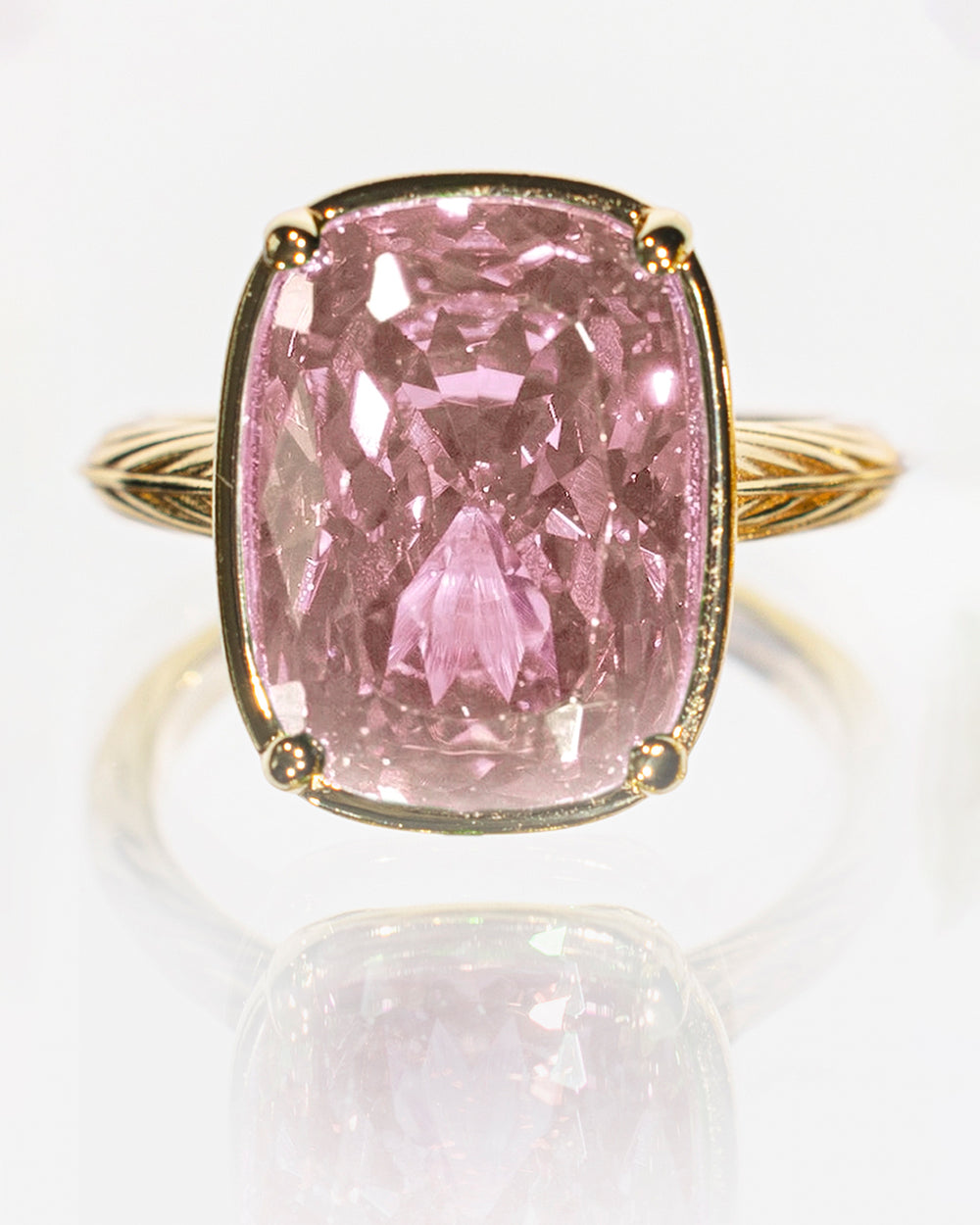 Sterling Silver Elongated Cushion Pink Sapphire CZ Cocktail Ring