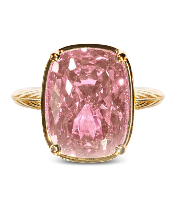 Sterling Silver Elongated Cushion Pink Sapphire CZ Cocktail Ring