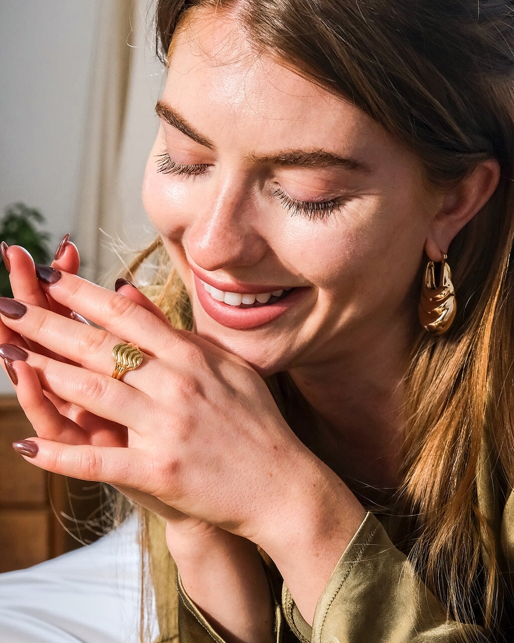 Manon Textured Statement Hoop Earrings Earring Sterling Forever 