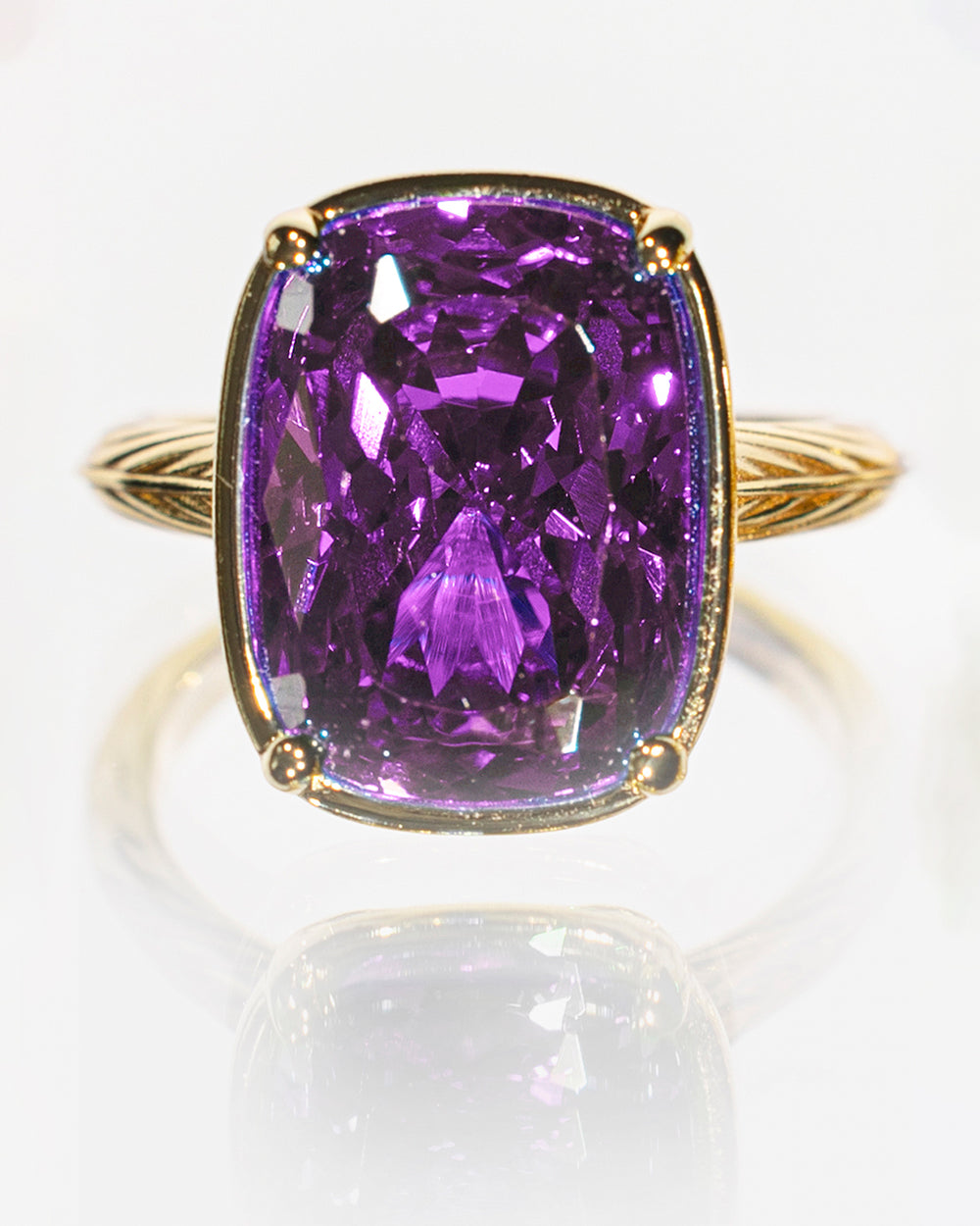 Sterling Silver Elongated Cushion Amethyst CZ Cocktail Ring