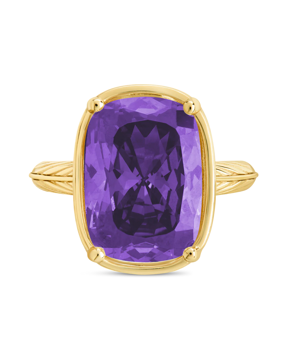 Sterling Silver Elongated Cushion Amethyst CZ Cocktail Ring