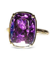 Sterling Silver Elongated Cushion Amethyst CZ Cocktail Ring - Sterling Forever