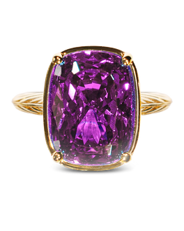 Sterling Silver Elongated Cushion Amethyst CZ Cocktail Ring