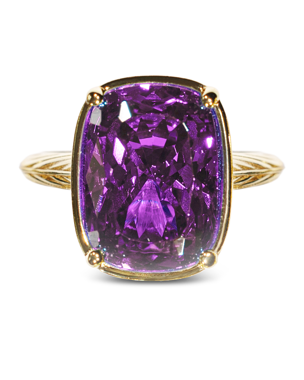 Sterling Silver Elongated Cushion Amethyst CZ Cocktail Ring - Sterling Forever