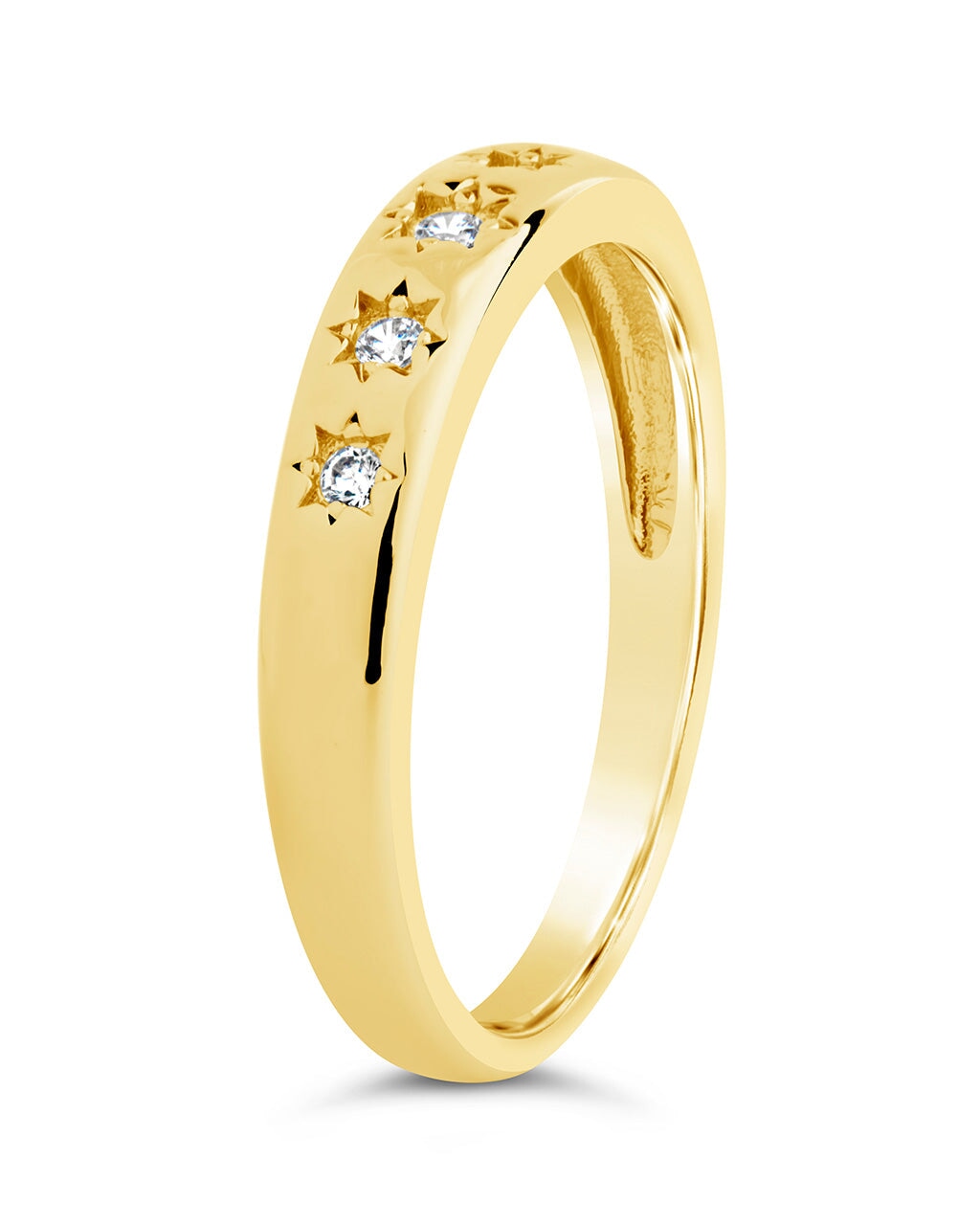 Lennon Emerald or Clear CZ Band Ring – Sterling Forever