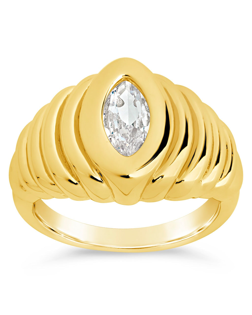 CZ Studded Croissant Ring Ring Sterling Forever 