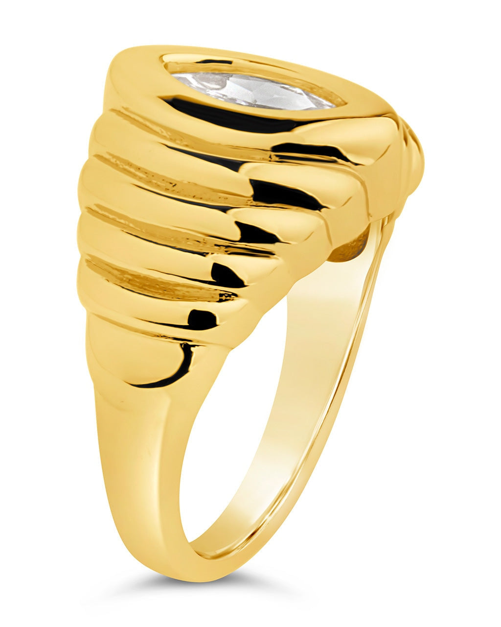CZ Studded Croissant Ring Ring Sterling Forever 