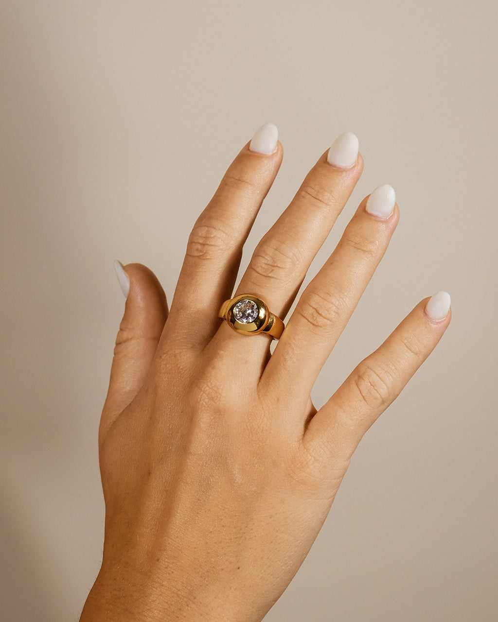 Zora CZ Dome Signet Ring