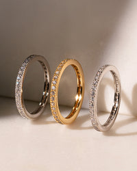 Sterling Silver 2mm Thin CZ Band Ring