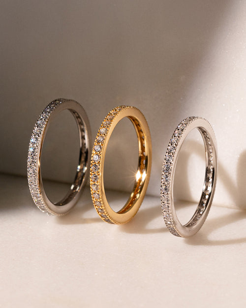 2mm Thin CZ Sterling Silver Band Ring