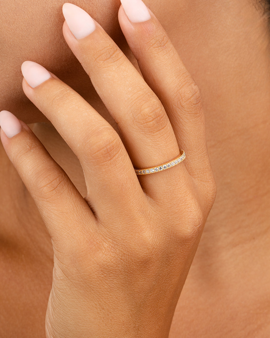 Sterling Silver 2mm Thin CZ Band Ring