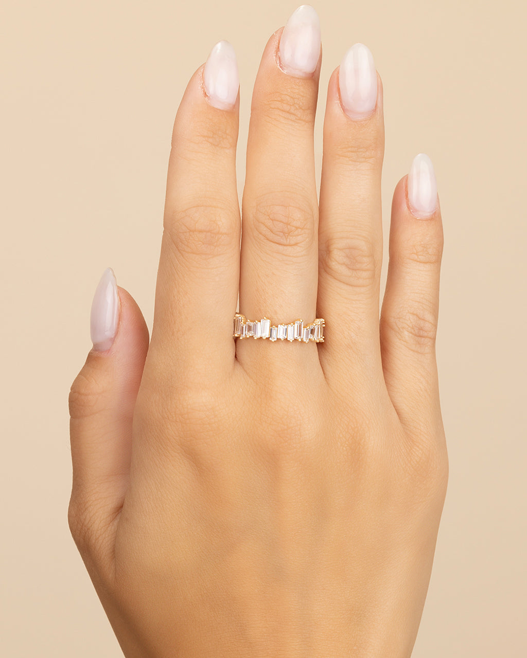 Sterling Silver CZ Staggered Eternity Band