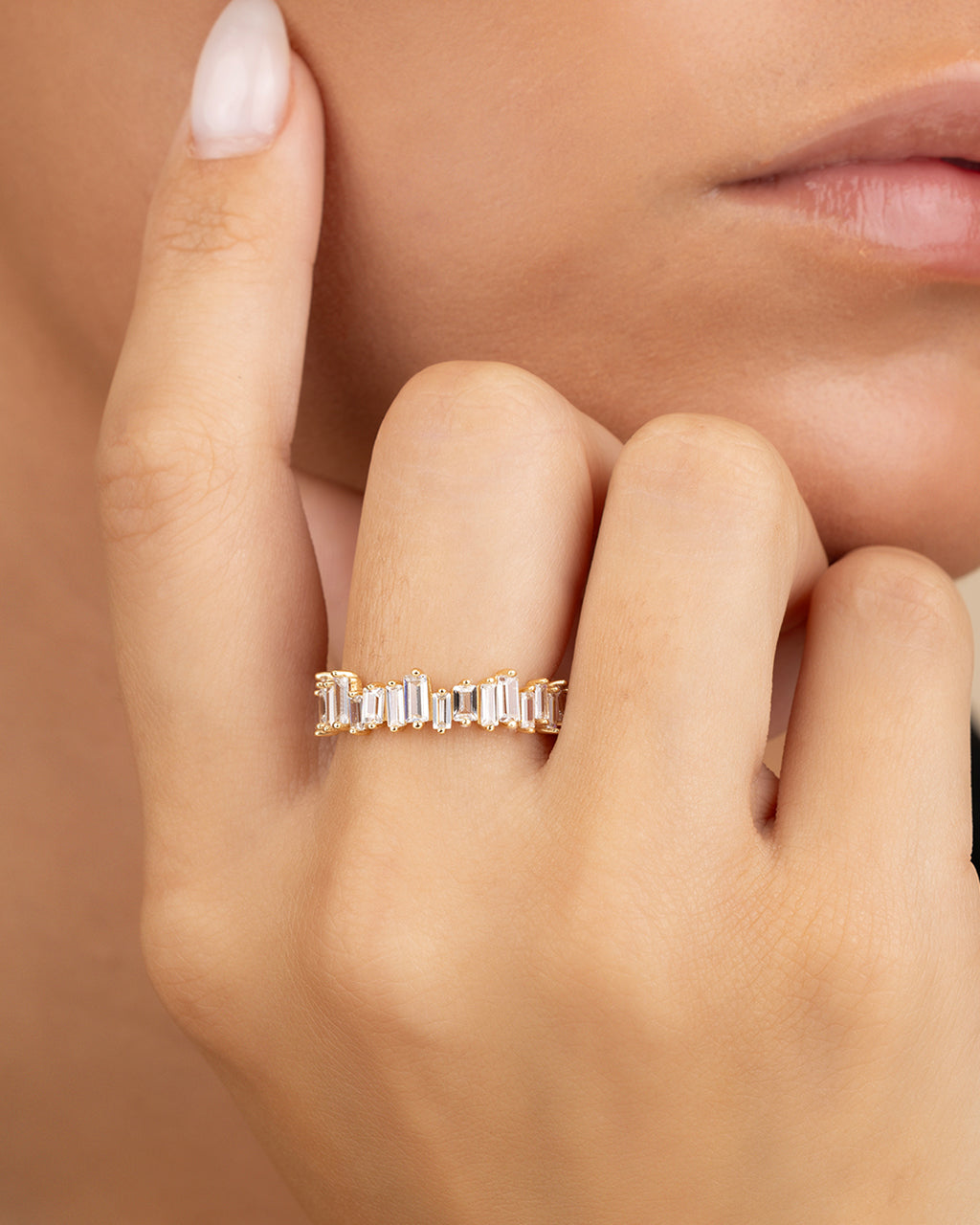 Sterling Silver CZ Staggered Eternity Band