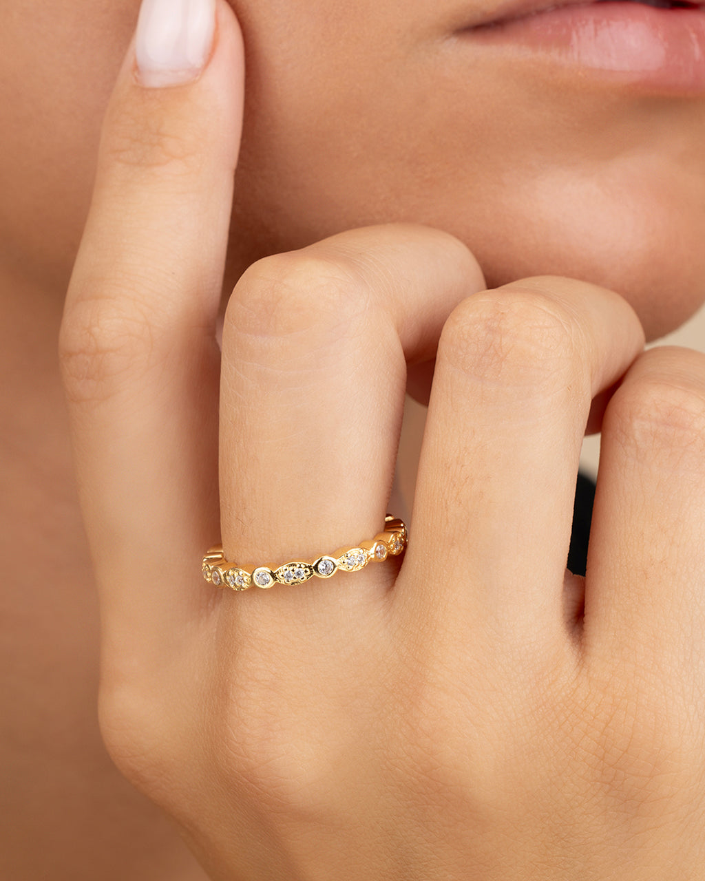 Sterling Silver CZ Bezel Band Ring