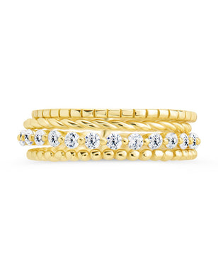 Sterling Silver Cassidy CZ Layered Textured Ring