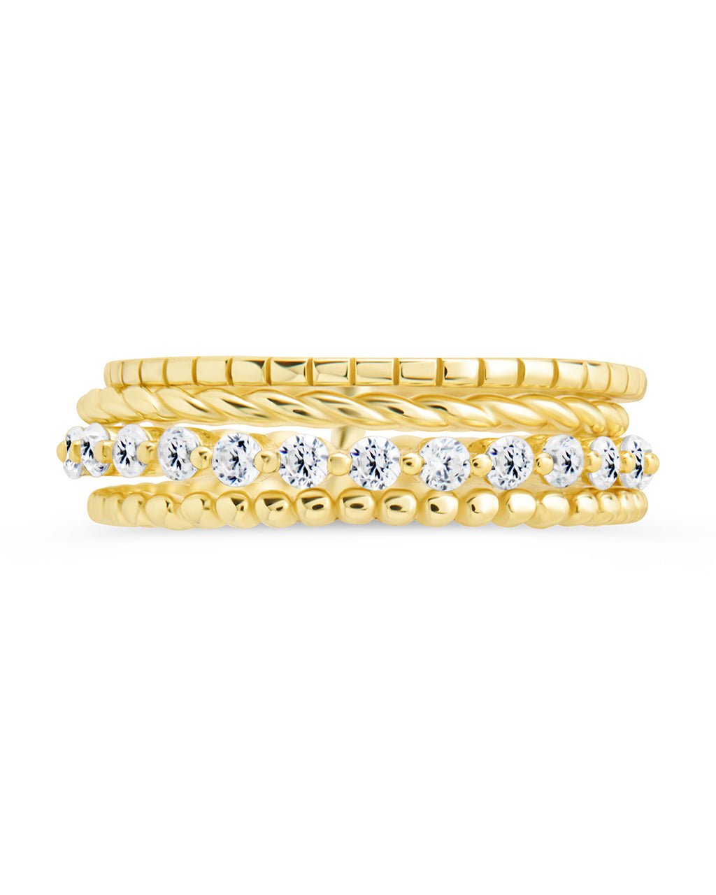 Sterling Silver Cassidy CZ Layered Textured Ring - Sterling Forever
