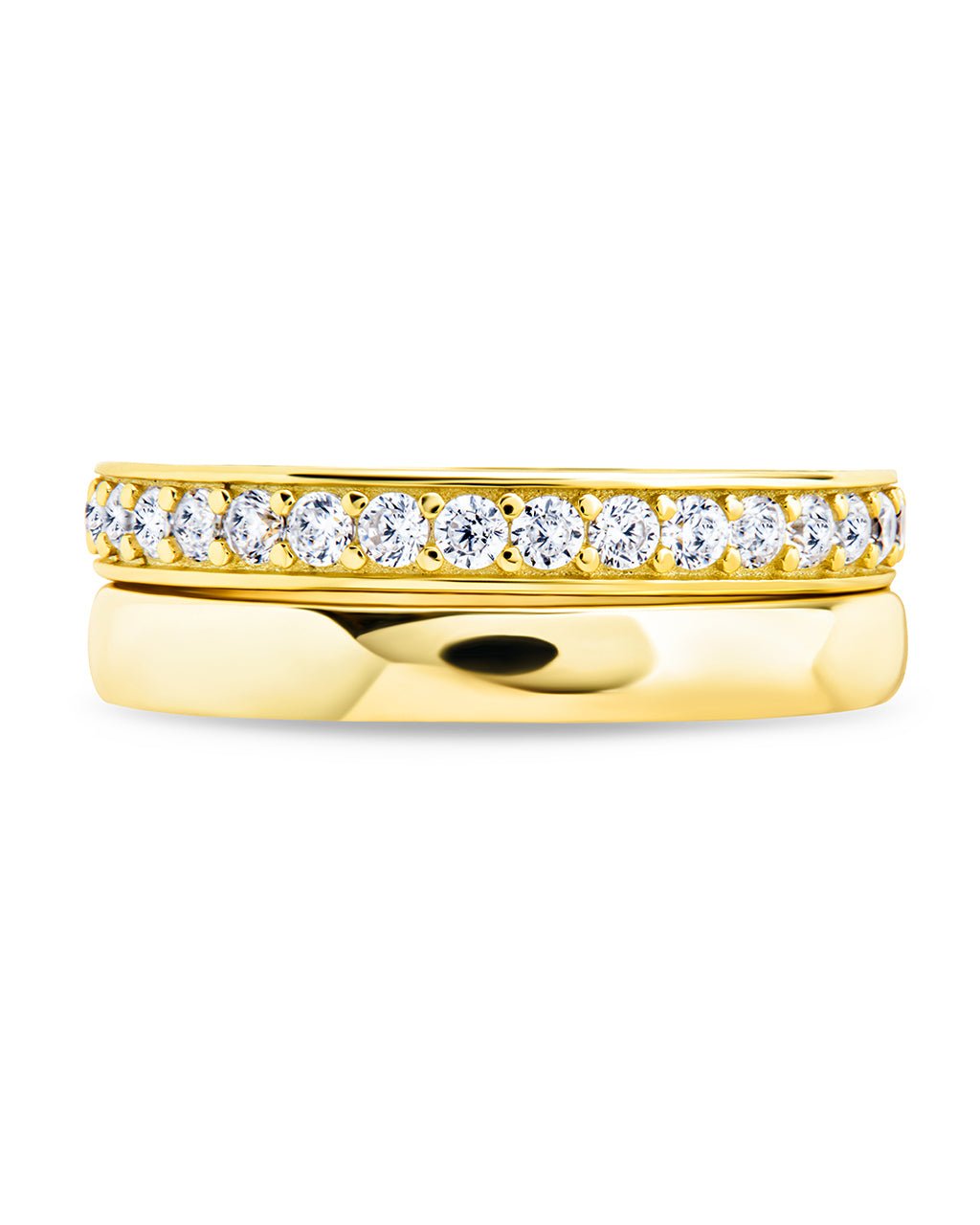 Sterling Silver Jackie CZ Stacking Ring Set of 2