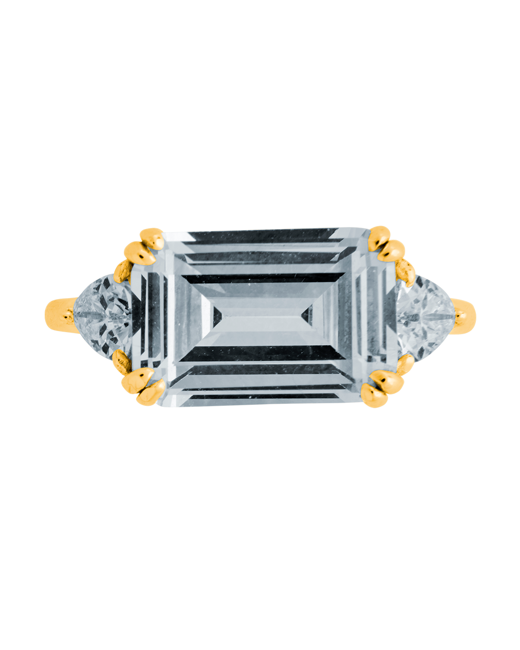 Sterling Silver Emerald & Trillion Ring