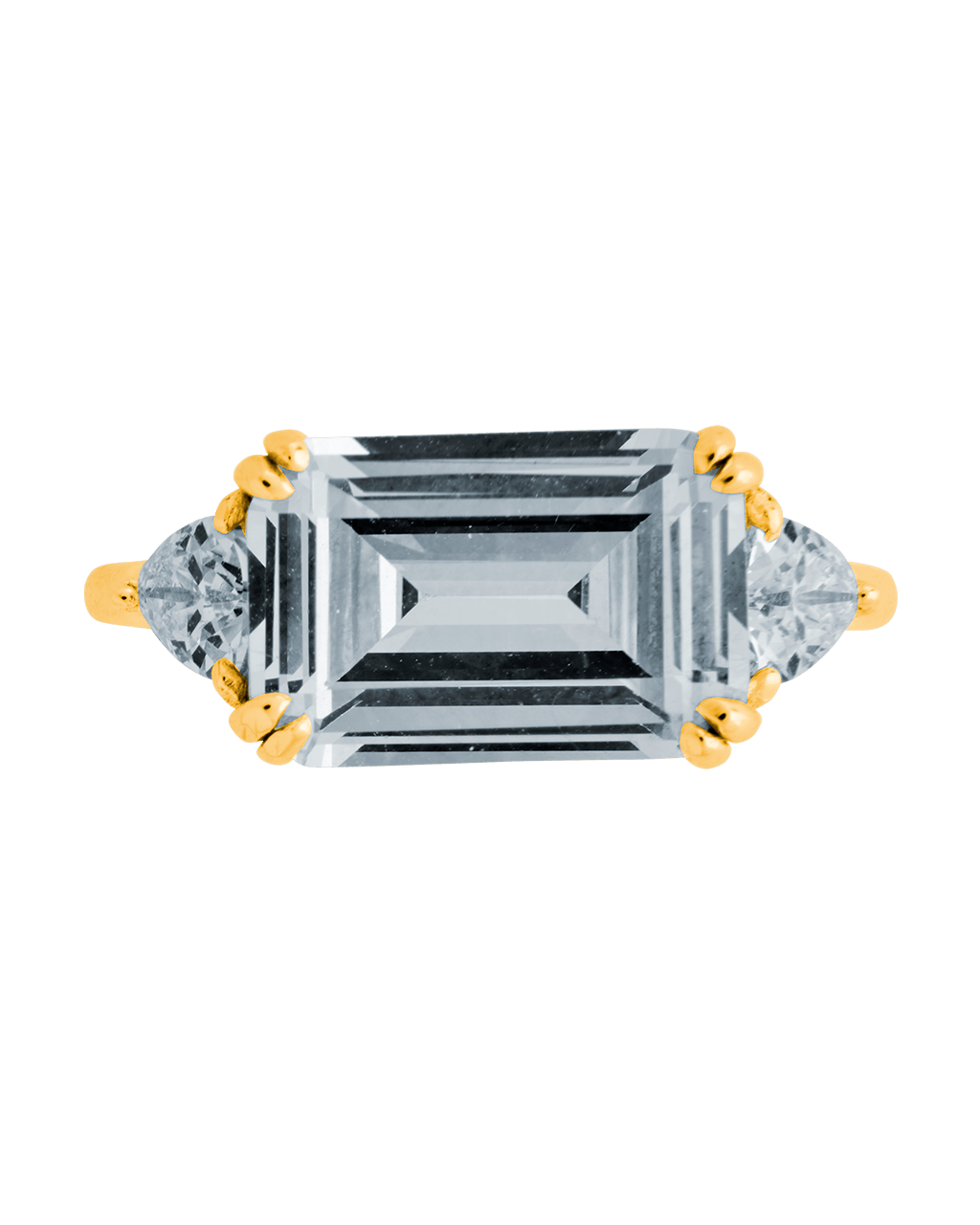 Sterling Silver Emerald & Trillion Ring - Sterling Forever