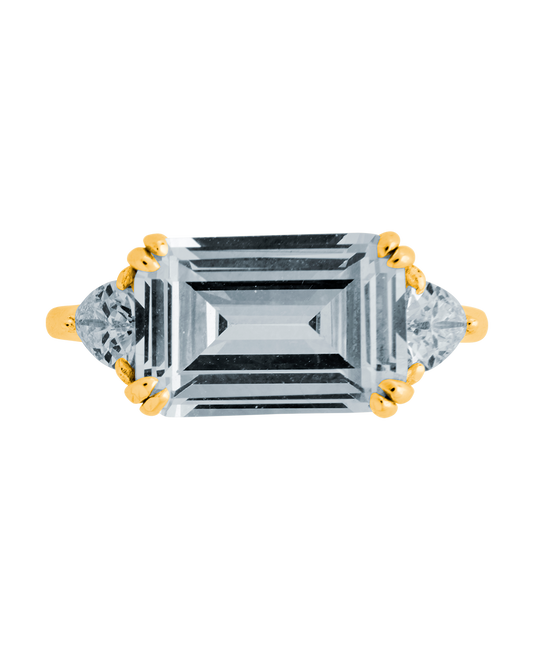 Sterling Silver Emerald & Trillion Ring