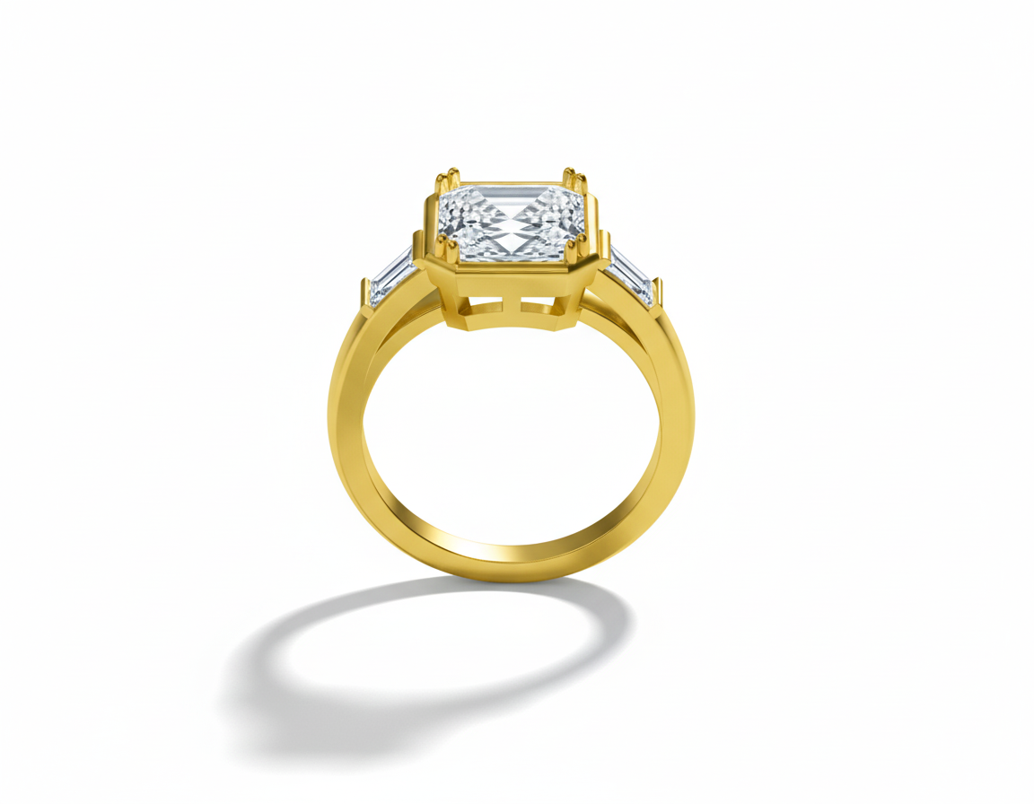 Sterling Silver Asscher Baguette Ring