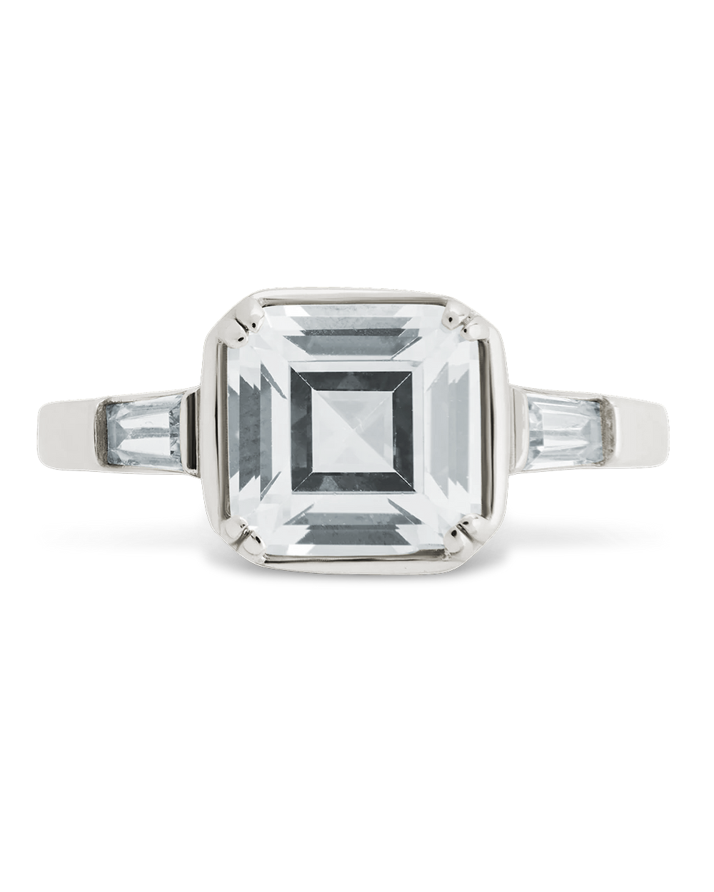 Sterling Silver Asscher Baguette Ring