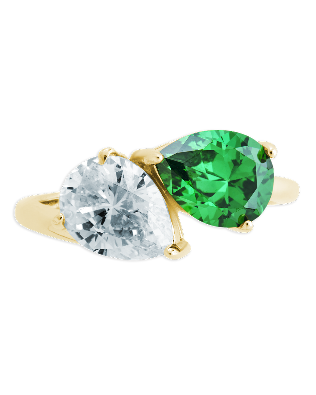 Sterling Silver Pear Toi et Moi Ring