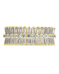 Sterling Silver Izabella Triple Row Baguette Cluster Eternity Ring
