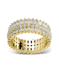 Sterling Silver Izabella Triple Row Baguette Cluster Eternity Ring