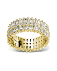 Sterling Silver Izabella Triple Row Baguette Cluster Eternity Ring