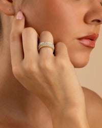Sterling Silver Izabella Triple Row Baguette Cluster Eternity Ring
